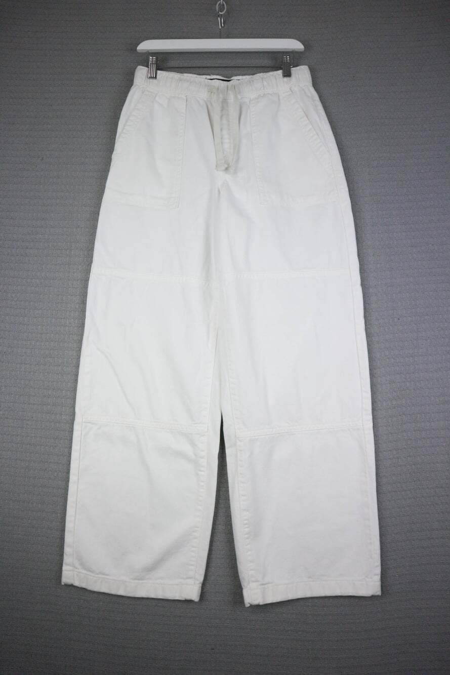 Gap Denim White Wide Leg Utility Pants Drawstring Knee Panel Trousers Small
